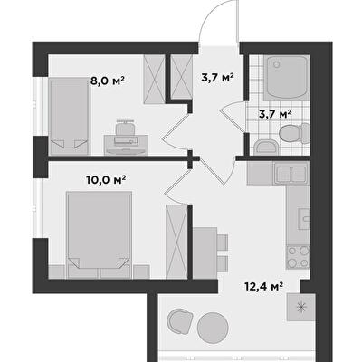 2-комнатная 38.8 м² в ЖК Millennium State от 21 737 грн/м², г. Буча
