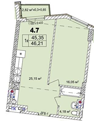 1-комнатная 46.21 м² в Апарт-комплекс Итака от 30 100 грн/м², Одесса