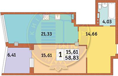 1-кімнатна 58.83 м² в ЖК Costa fontana від 29 700 грн/м², Одеса