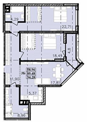 3-кімнатна 94.28 м² в ЖК Modern від 22 600 грн/м², Одеса