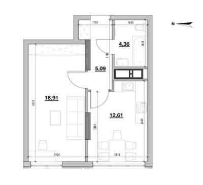 1-комнатная 40.97 м² в ЖК Nordica Residence от 65 531 грн/м², Киев