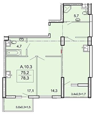 2-комнатная 78.3 м² в ЖК Акрополь от 30 400 грн/м², Одесса