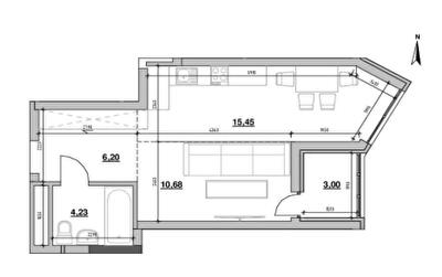 1-комнатная 39.56 м² в ЖК Nordica Residence от 61 656 грн/м², Киев