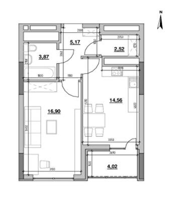 1-комнатная 47.04 м² в ЖК Nordica Residence от 60 112 грн/м², Киев