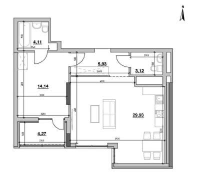 1-комнатная 61.51 м² в ЖК Nordica Residence от 43 960 грн/м², Киев