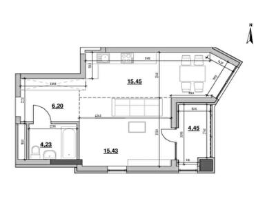 1-комнатная 45.76 м² в ЖК Nordica Residence от 60 990 грн/м², Киев