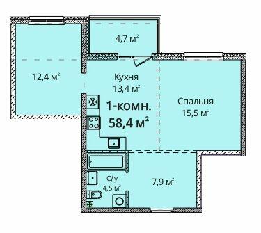 1-комнатная 58.4 м² в ЖК Скай Сити Плюс от 25 550 грн/м², Одесса