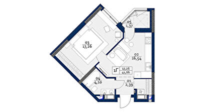1-кімнатна 41.66 м² в ЖК POLARIS Home&Plaza від 36 247 грн/м², Київ