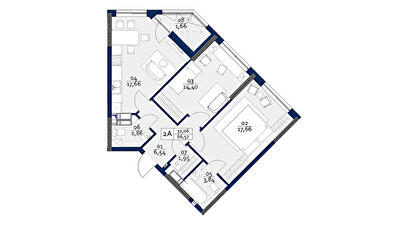 2-комнатная 66.57 м² в ЖК POLARIS Home&Plaza от 28 460 грн/м², Киев