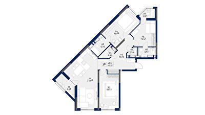 3-комнатная 115.57 м² в ЖК POLARIS Home&Plaza от 27 752 грн/м², Киев