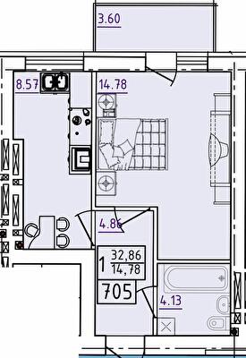 1-комнатная 32.86 м² в ЖК Парк Морской от 15 550 грн/м², г. Южное