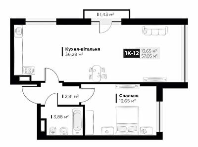 2-кімнатна 57.1 м² в ЖК Life Story від 32 172 грн/м², Київ