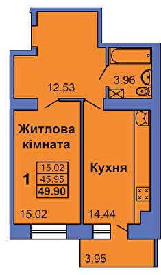 1-комнатная 49.9 м² в ЖК City Park от 25 000 грн/м², Полтава