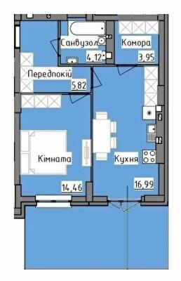1-комнатная 48.84 м² в ЖК R2 Residence от 19 750 грн/м², Львов