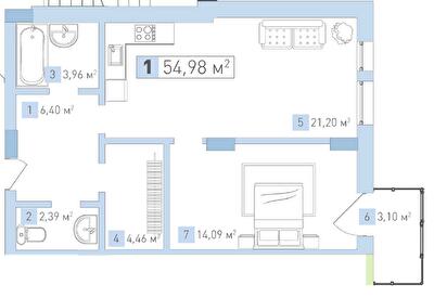 1-кімнатна 54.98 м² в ЖК Срібний Дім Бізнес від 38 100 грн/м², м. Трускавець