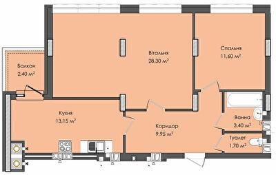 2-комнатная 71.2 м² в ЖК Комфорт Плюс от 17 800 грн/м², г. Дубляны