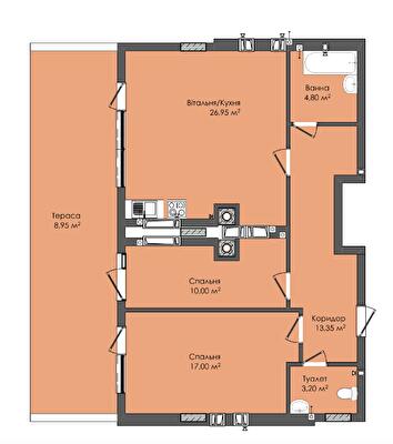 2-комнатная 84.25 м² в ЖК Комфорт Плюс от 17 800 грн/м², г. Дубляны