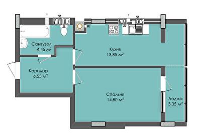 1-кімнатна 43.7 м² в ЖК Комфорт Плюс від 18 500 грн/м², м. Дубляни