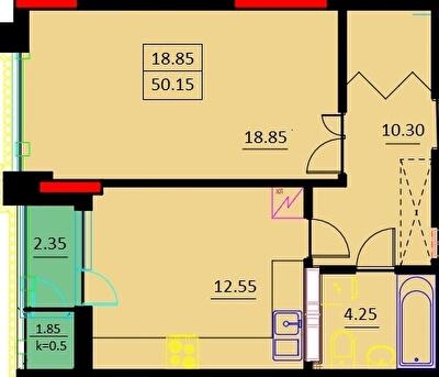 1-кімнатна 50.15 м² в ЖК Шевченко від 21 000 грн/м², м. Біла Церква