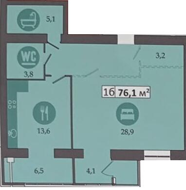 2-комнатная 76.1 м² в ЖК Днепровская Брама 2 от 19 100 грн/м², пгт Слобожанское