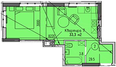 1-комнатная 33.3 м² в ЖК Затишний-2 от 28 750 грн/м², Днепр