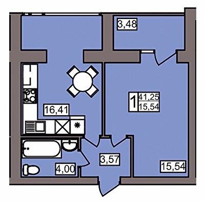 1-комнатная 41.25 м² в ЖК Северный от 11 450 грн/м², Хмельницкий