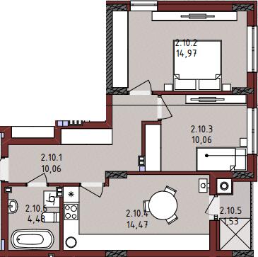 2-комнатная 55.6 м² в ЖК New от 24 900 грн/м², Львов