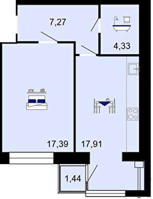 1-комнатная 48.34 м² в ЖК Семейный комфорт от 18 000 грн/м², Винница