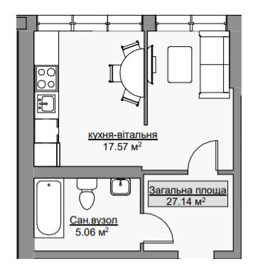 1-кімнатна 27.14 м² в ЖК Лайм від 13 800 грн/м², с. Агрономічне
