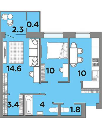 2-комнатная 54.9 м² в ЖК Яровица от 23 500 грн/м², Луцк
