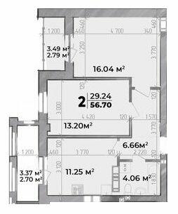 2-кімнатна 56.7 м² в ЖК Standard LUX від 32 500 грн/м², Полтава
