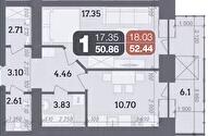 1-кімнатна 52.44 м² в ЖК Стандарт від 23 800 грн/м², Полтава