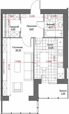1-кімнатна 62 м² в ЖК Oasis від 21 550 грн/м², м. Кременчук