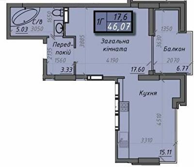 1-кімнатна 46.07 м² в ЖК Iceberg від 20 000 грн/м², Суми