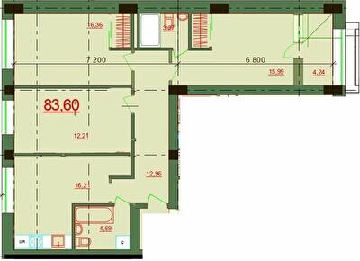 3-кімнатна 83.6 м² в ЖК Карат від 15 600 грн/м², Херсон