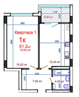 1-комнатная 51.2 м² в ЖК Потёмкинский от 25 550 грн/м², Херсон
