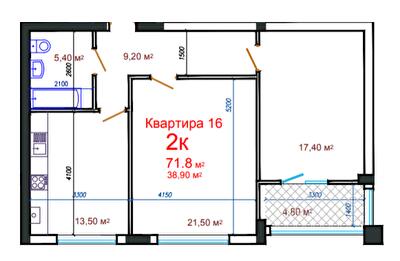 2-комнатная 71.8 м² в ЖК Потёмкинский от 25 550 грн/м², Херсон