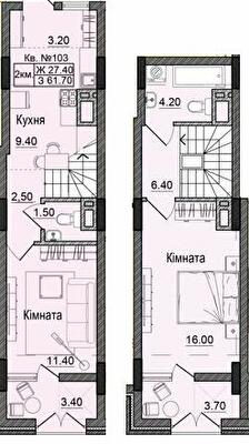 Дворівнева 61.7 м² в ЖК Акварелі Проспекту від 20 100 грн/м², Чернівці