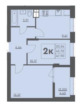 2-комнатная 47.9 м² в ЖК Scandia от 17 000 грн/м², г. Бровары