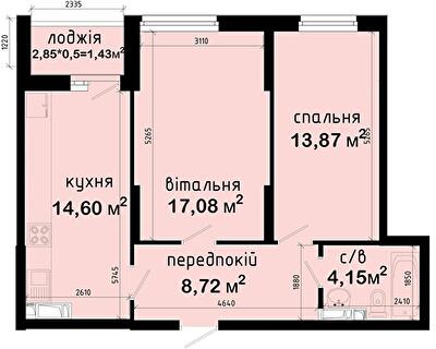 2-кімнатна 59.85 м² в ЖК Авеню 42 від 45 000 грн/м², Київ