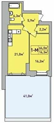 1-комнатная 64 м² в ЖК Центральный-Премиум от 31 650 грн/м², г. Ирпень