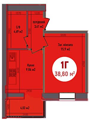 1-кімнатна 38.6 м² в ЖК Покровський від 21 350 грн/м², смт Гостомель