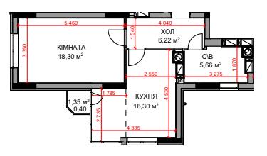 1-кімнатна 46.88 м² в ЖК На Прорізній 2 від 28 800 грн/м², смт Гостомель