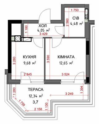 1-кімнатна 34.56 м² в ЖК На Прорізній 2 від 28 500 грн/м², смт Гостомель