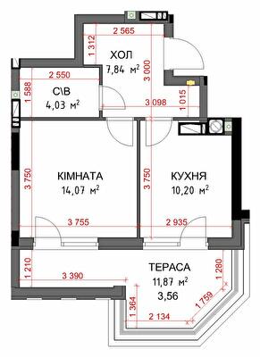 1-кімнатна 39.7 м² в ЖК На Прорізній 2 від 28 500 грн/м², смт Гостомель