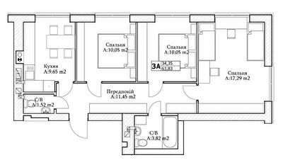 3-кімнатна 63.83 м² в ЖК GL Club від 22 400 грн/м², м. Ірпінь