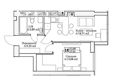 1-кімнатна 37.01 м² в ЖК GL Club від 26 150 грн/м², м. Ірпінь