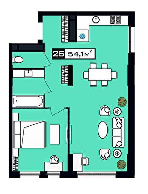 2-кімнатна 54.1 м² в ЖК PEYOT від 28 350 грн/м², Дніпро