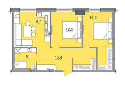 2-кімнатна 67.9 м² в БФК CITE від 34 000 грн/м², Дніпро