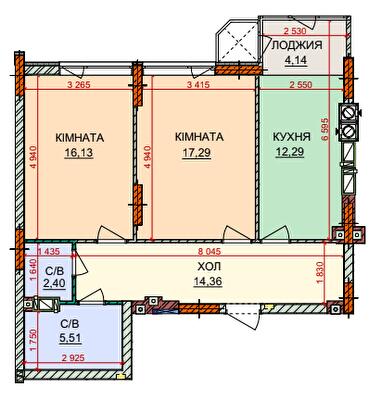 2-комнатная 72.12 м² в ЖК Лесная сказка 2 от 32 300 грн/м², Киев